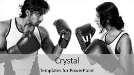  Presentation with boxers - Amazing PPT theme having boxers battle of the sex backdrop and a light gray colored foreground