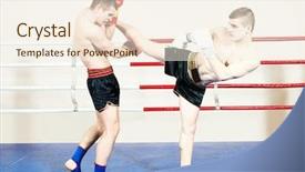  Presentation with thai boxing - Cool new theme with boxers fighting at training boxing backdrop and a  colored foreground