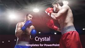  Presentation with boxing ring - PPT theme having boxers fighting in boxing ring background and a wine colored foreground