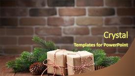  Presentation with christmas gift wrap - Amazing slide set having boxes and fir tree branch backdrop and a tawny brown colored foreground