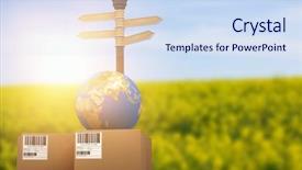  Presentation with road yellow - Slide deck enhanced with boxes and globe by road background and a sky blue colored foreground