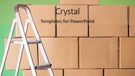  Presentation with boxes - Amazing slide set having boxes and ladder in depot backdrop and a coral colored foreground
