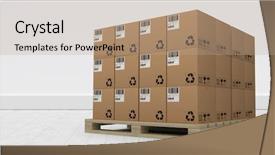  Presentation with pallet - PPT theme enhanced with boxes arranged on wooden pallet background and a coral colored foreground