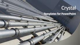  Presentation with solar power plant - Beautiful presentation theme featuring pipes leading to electrical boxes backdrop and a dark gray colored foreground