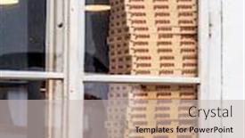  Presentation with pizzeria - Presentation theme having boxes for pizza in a pizzeria street sales in background and a soft green colored foreground