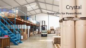  Presentation with forklift - Amazing presentation theme having boxes in a large warehouse backdrop and a soft green colored foreground