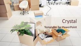  Presentation with new office - Colorful presentation theme enhanced with boxes in a new office backdrop and a lemonade colored foreground