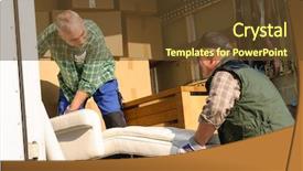  Presentation with furniture - Presentation design having boxes in moving truck background and a tawny brown colored foreground