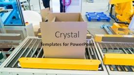  Presentation with cells - Slides with boxes in the cells of the automated warehouse metal construction warehouse shelving background and a coral colored foreground