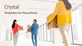  Presentation with moving business - Slides having boxes moving into new office background and a sky blue colored foreground
