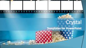  Presentation with blue eyes technology close up - Audience pleasing PPT layouts consisting of boxes of popcorn on blue backdrop and a teal colored foreground