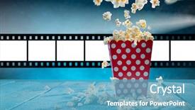  Presentation with popcorn - Beautiful presentation featuring boxes of popcorn on blue backdrop and a teal colored foreground