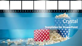 Presentation with popcorn - Cool new slide set with boxes of popcorn on blue backdrop and a teal colored foreground