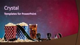  Presentation with blue and red - Colorful PPT layouts enhanced with boxes of popcorn on blue backdrop and a tawny brown colored foreground