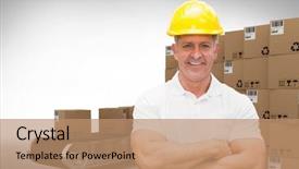  Presentation with belt conveyor - Theme having boxes on conveyor belt transition background and a coral colored foreground