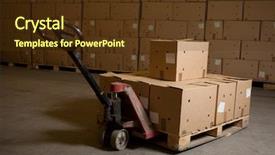  Presentation with pallet - Colorful theme enhanced with boxes on hand pallet truck backdrop and a  colored foreground