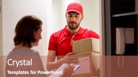  Presentation with shipping - Presentation design consisting of boxes to customer signing form background and a coral colored foreground