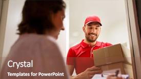  Presentation with people concept surgeon in mask - Cool new PPT theme with boxes to customer signing form backdrop and a tawny brown colored foreground