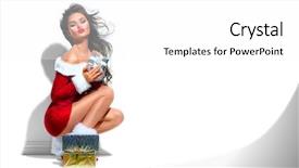  Presentation with sexy santa woman red - Audience pleasing PPT layouts consisting of boxes wearing red santa dress backdrop and a white colored foreground