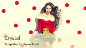  Presentation with sexy santa woman red - Presentation theme with boxes wearing red santa dress background and a cream colored foreground