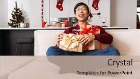  Presentation with new year - Audience pleasing PPT theme consisting of boxes while celebrating new year backdrop and a soft green colored foreground