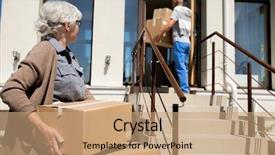  Presentation with senior couple - Slide set with boxes while moving to new background and a coral colored foreground