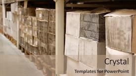  Presentation with wholesale - PPT theme having boxes with goods in wholesale background and a coral colored foreground