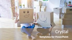  Presentation with faces - Presentation consisting of boxes with happy faces moving background and a coral colored foreground