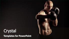  Presentation with boxing - Presentation theme having boxing champion - portrait of an aggressive boxer background and a wine colored foreground