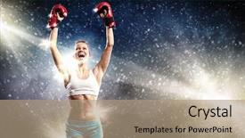  Presentation with boxing - Audience pleasing slide deck consisting of boxing champion - young pretty boxer woman standing backdrop and a coral colored foreground