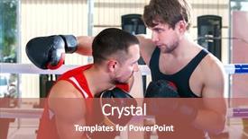  Presentation with boxing ring - Amazing PPT layouts having boxing close up of testing backdrop and a coral colored foreground