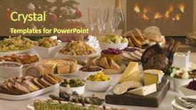  Presentation with christmas food - Colorful presentation design enhanced with boxing day buffet lunch christmas backdrop and a tawny brown colored foreground