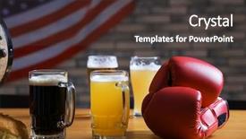  Presentation with beer - Presentation design featuring boxing glove - glasses with dark and light background and a dark gray colored foreground