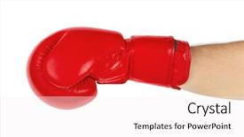  Presentation with waiter hand in white glove - Audience pleasing PPT theme consisting of boxing glove isolated on white backdrop and a sky blue colored foreground