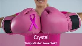  Presentation with pink boxing gloves - PPT layouts enhanced with boxing gloves and pink ribbon background and a violet colored foreground
