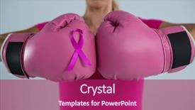  Presentation with pink boxing gloves - Amazing presentation theme having boxing gloves and pink ribbon backdrop and a violet colored foreground