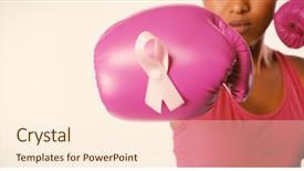  Presentation with breast cancer awareness - PPT layouts featuring boxing gloves for breast background and a cream colored foreground