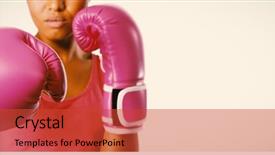  Presentation with breast cancer - PPT theme consisting of boxing gloves for breast background and a red colored foreground