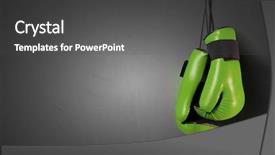  Presentation with nail - Amazing PPT theme having boxing gloves hanging on nail backdrop and a dark gray colored foreground