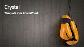  Presentation with nail - Audience pleasing slide set consisting of boxing-gloves-hanging-on-nail backdrop and a dark gray colored foreground