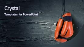  Presentation with nail - Audience pleasing presentation theme consisting of boxing gloves hanging on nail on wall backdrop and a wine colored foreground