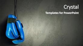  Presentation with nail - Audience pleasing presentation consisting of boxing gloves hanging on nail on wall backdrop and a dark gray colored foreground