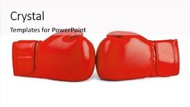  Presentation with pink boxing gloves - Slides with boxing gloves isolated on white background and a sky blue colored foreground