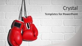  Presentation with brick wall - PPT theme with boxing gloves on brick wall background and a light gray colored foreground