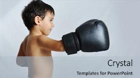  Presentation with children hands - Cool new presentation theme with boxing gloves on children hands backdrop and a light blue colored foreground