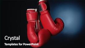  Presentation with boxing - Presentation theme with boxing gloves on dark background background and a  colored foreground
