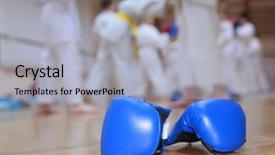 Presentation with boxing - Slides with boxing gloves on floor background and a light gray colored foreground