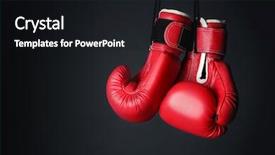  Presentation with boxing - Slides with boxing gloves on gray background background and a black colored foreground