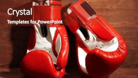  Presentation with pink boxing gloves - Beautiful PPT theme featuring boxing gloves on wooden background backdrop and a tawny brown colored foreground