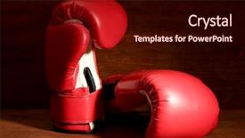  Presentation with boxing - Slide deck enhanced with boxing gloves on wooden background background and a wine colored foreground